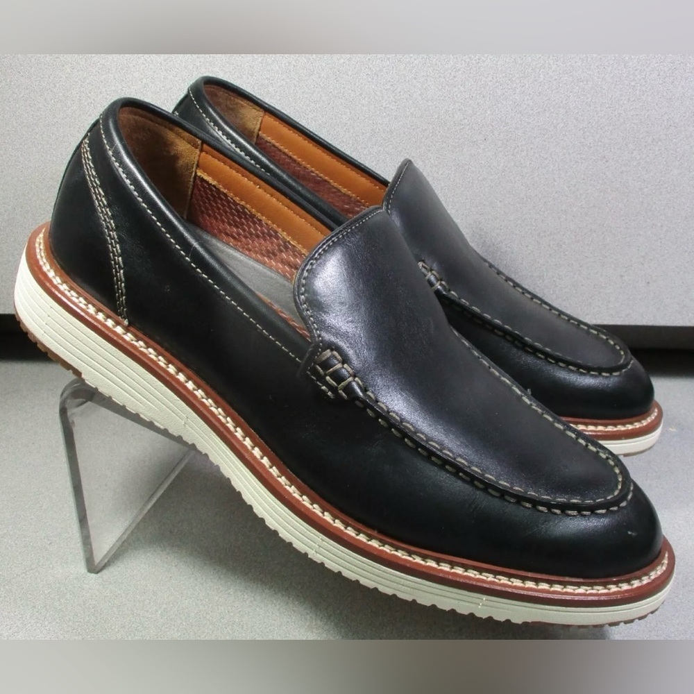 Johnston & Murphy Upton Venetian Black Leather Slip on Loafers Men’s Size 10M - Picture 2 of 6